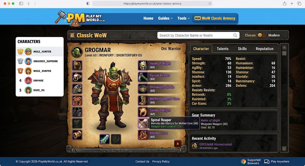 WoW Classic Armory